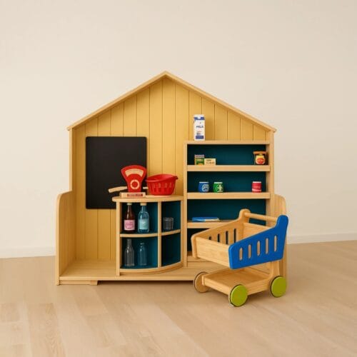 Estação Supermercado com Carrinho de Supermercado e Balança